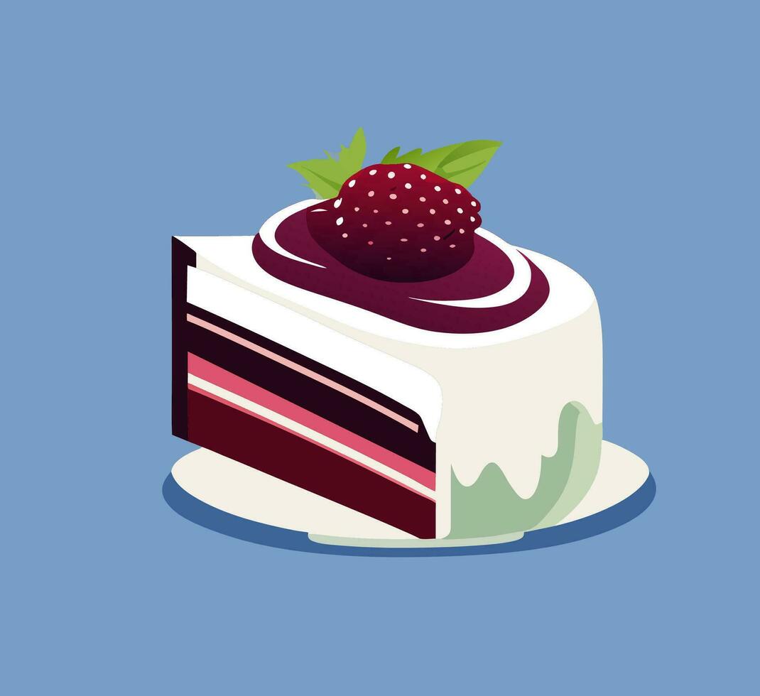 Chocolate Cake cute sweet smile with strawberry vector