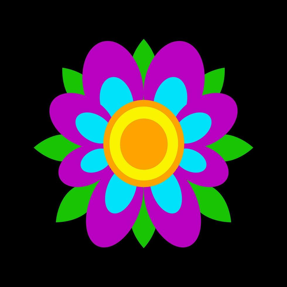 Mexican embroidery bright flower on a black background vector