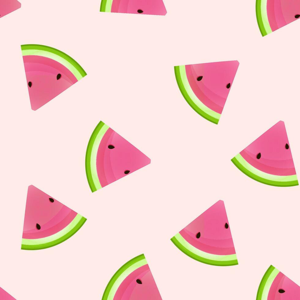 Seamless pattern of watermelon slices on a delicate pink background vector