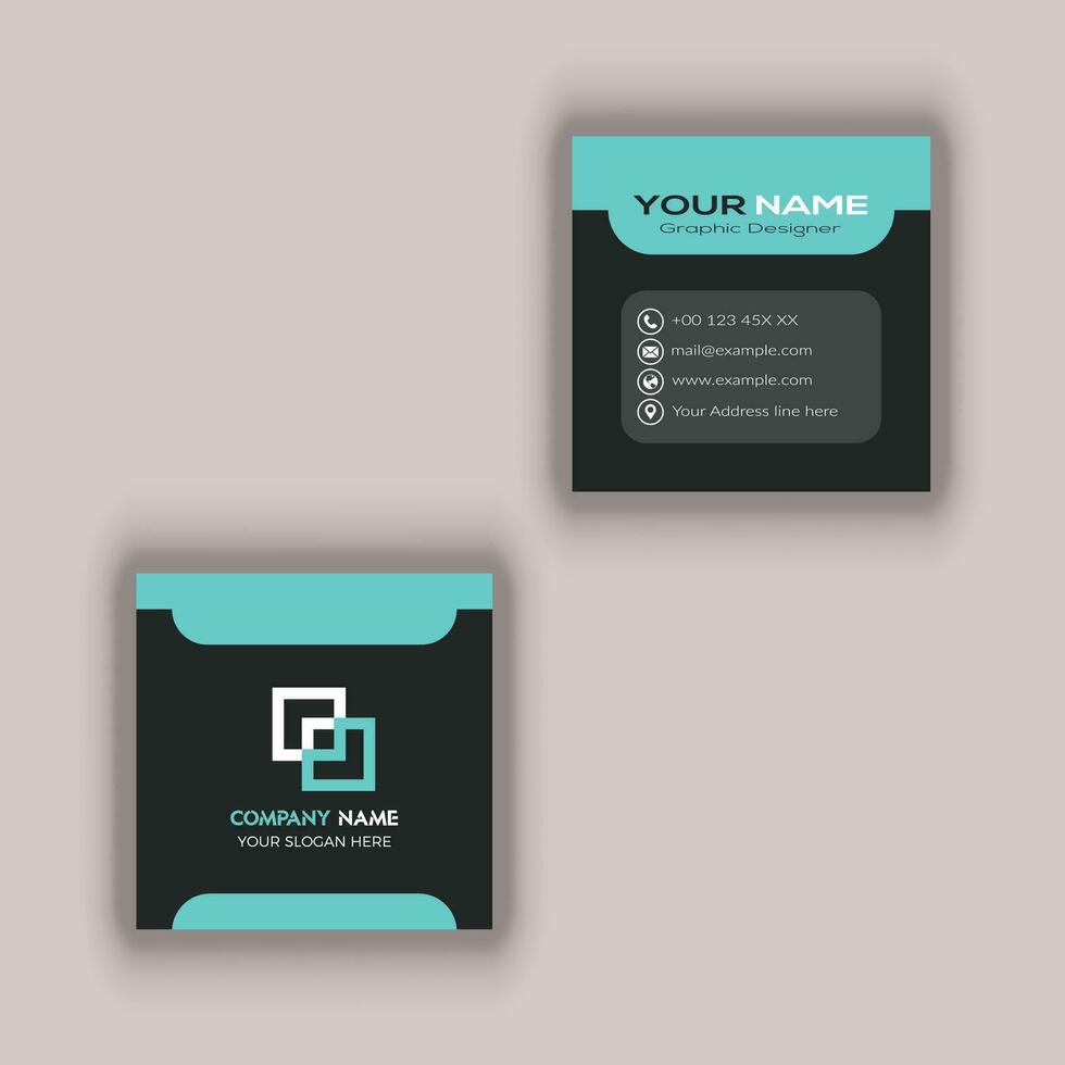 Square Business Card Modern Creative and Clean Two sided Business Card Template vector