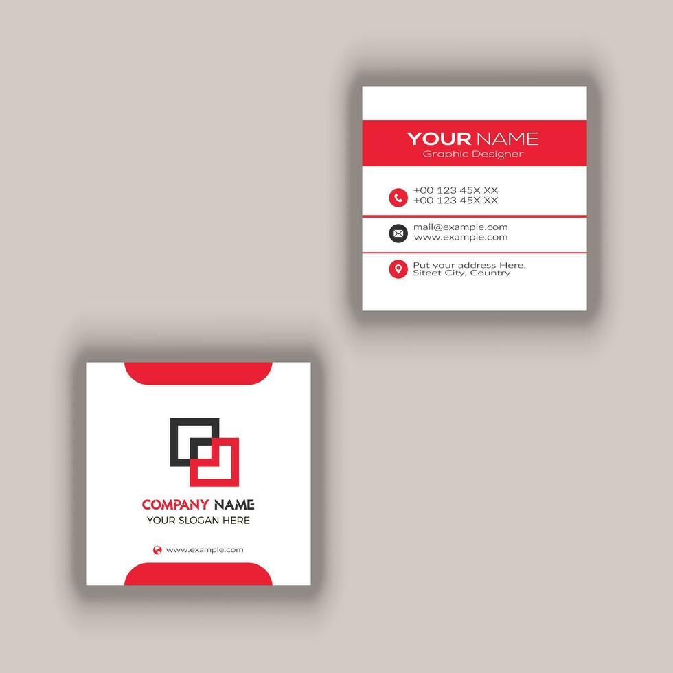 Square Business Card Modern Creative and Clean Two sided Business Card Template vector