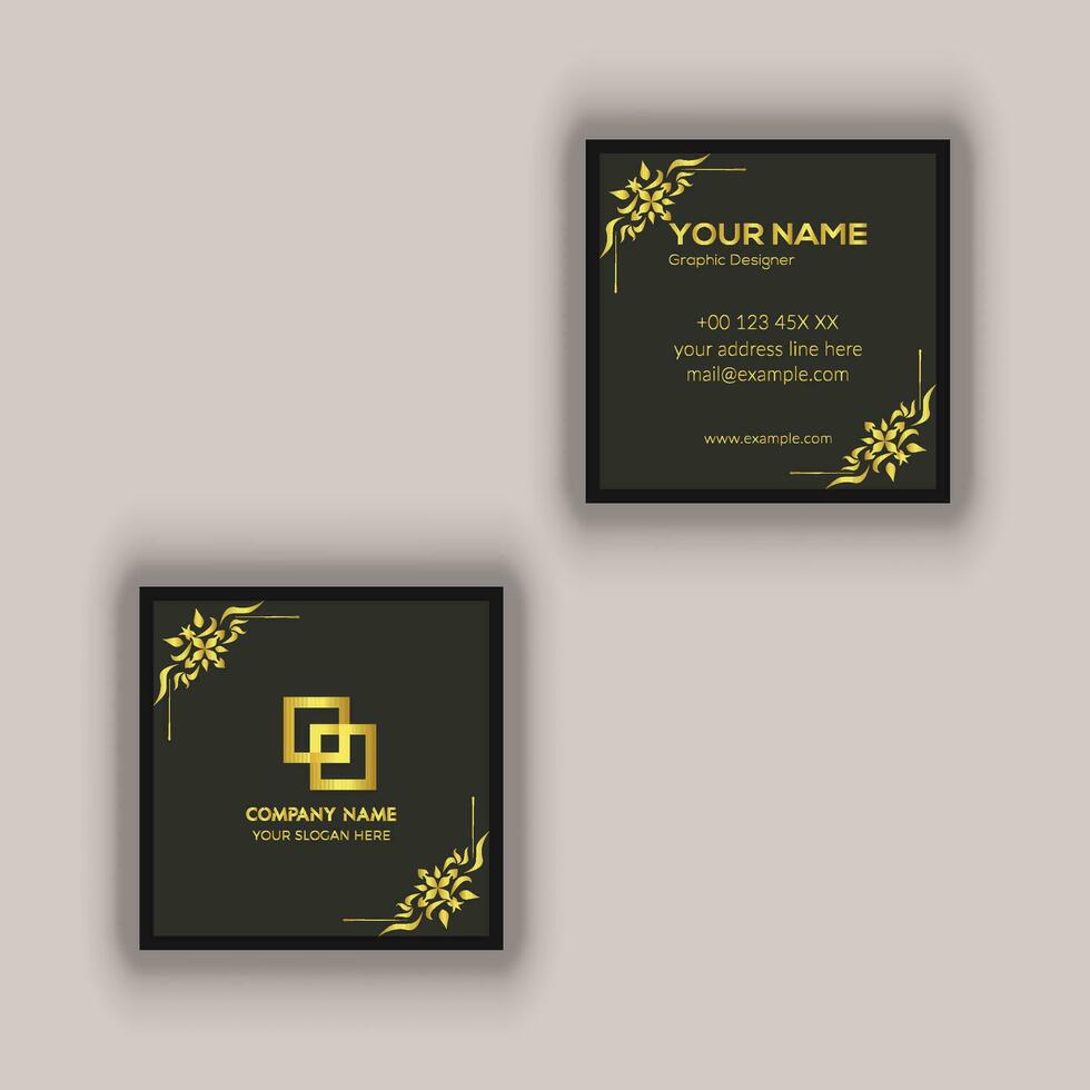 Square Business Card Modern Creative and Clean Two sided Business Card Template vector