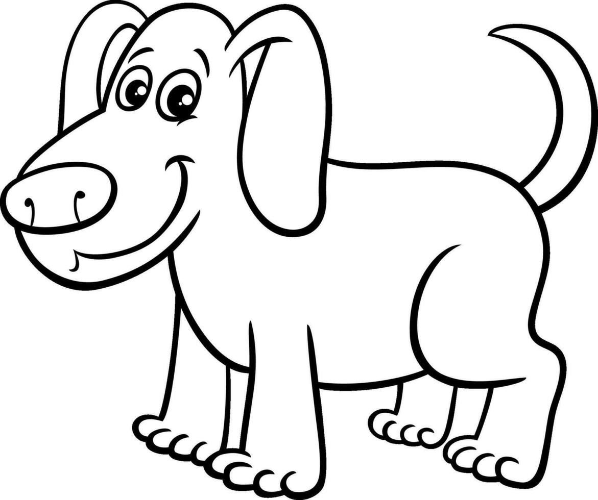 funny cartoon dog comic animal character coloring page vector