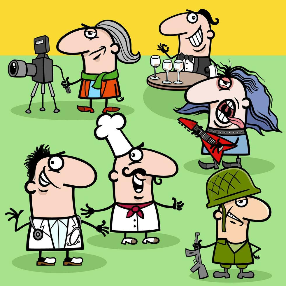cartoon people of different occupations characters group vector
