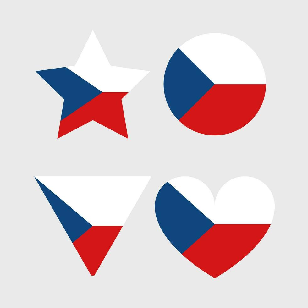 Czech flag vector icons set of illustrations