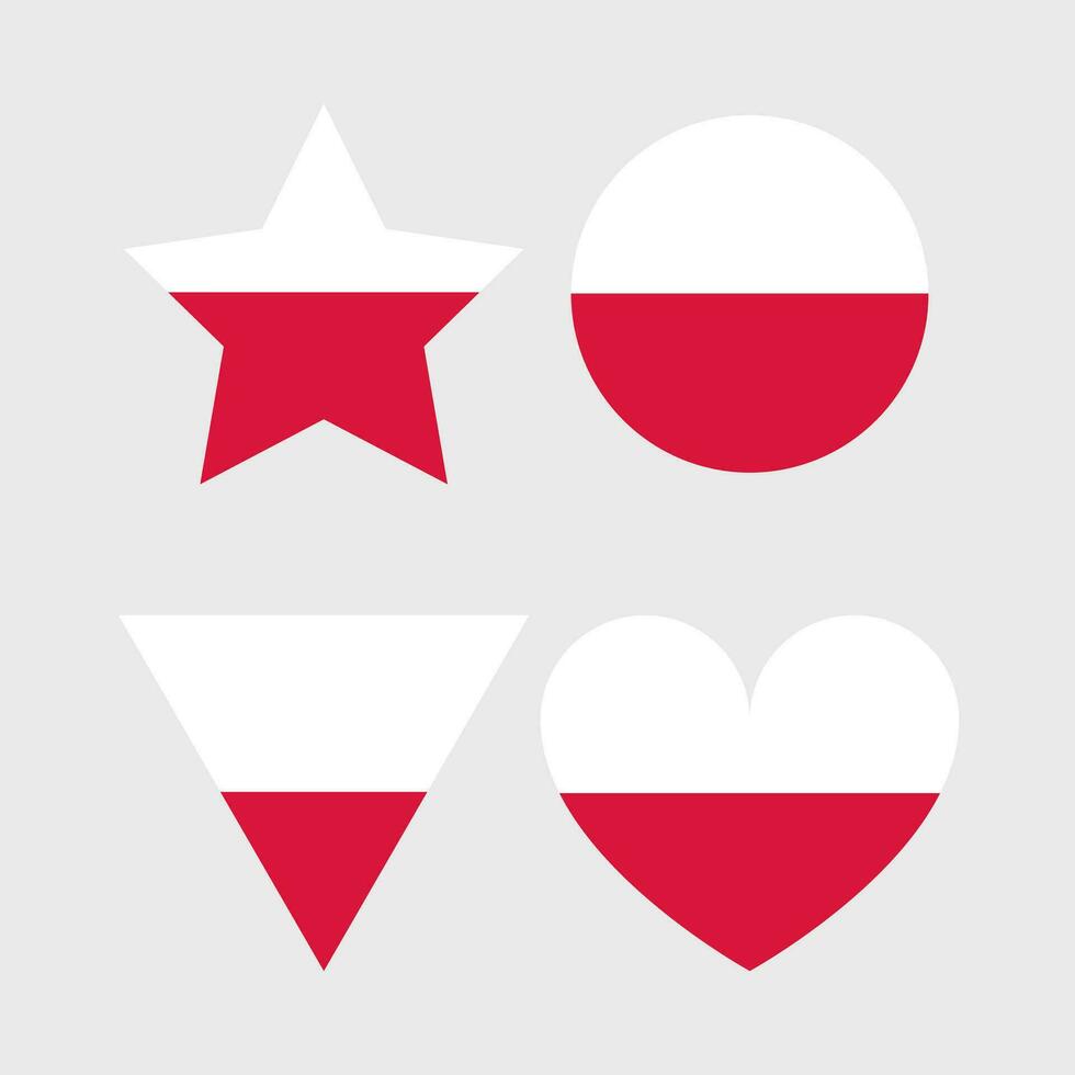 Poland flag vector icons set of illustrations