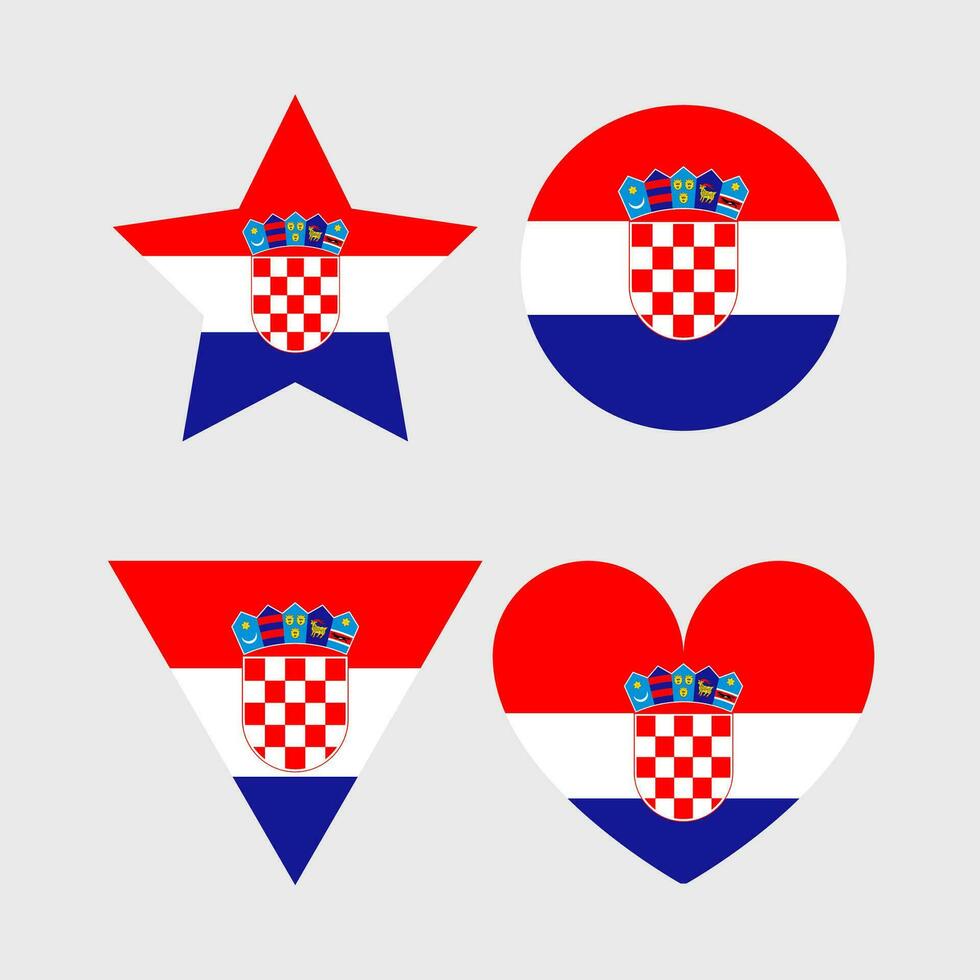 Croatia flag vector icons set of illustrations