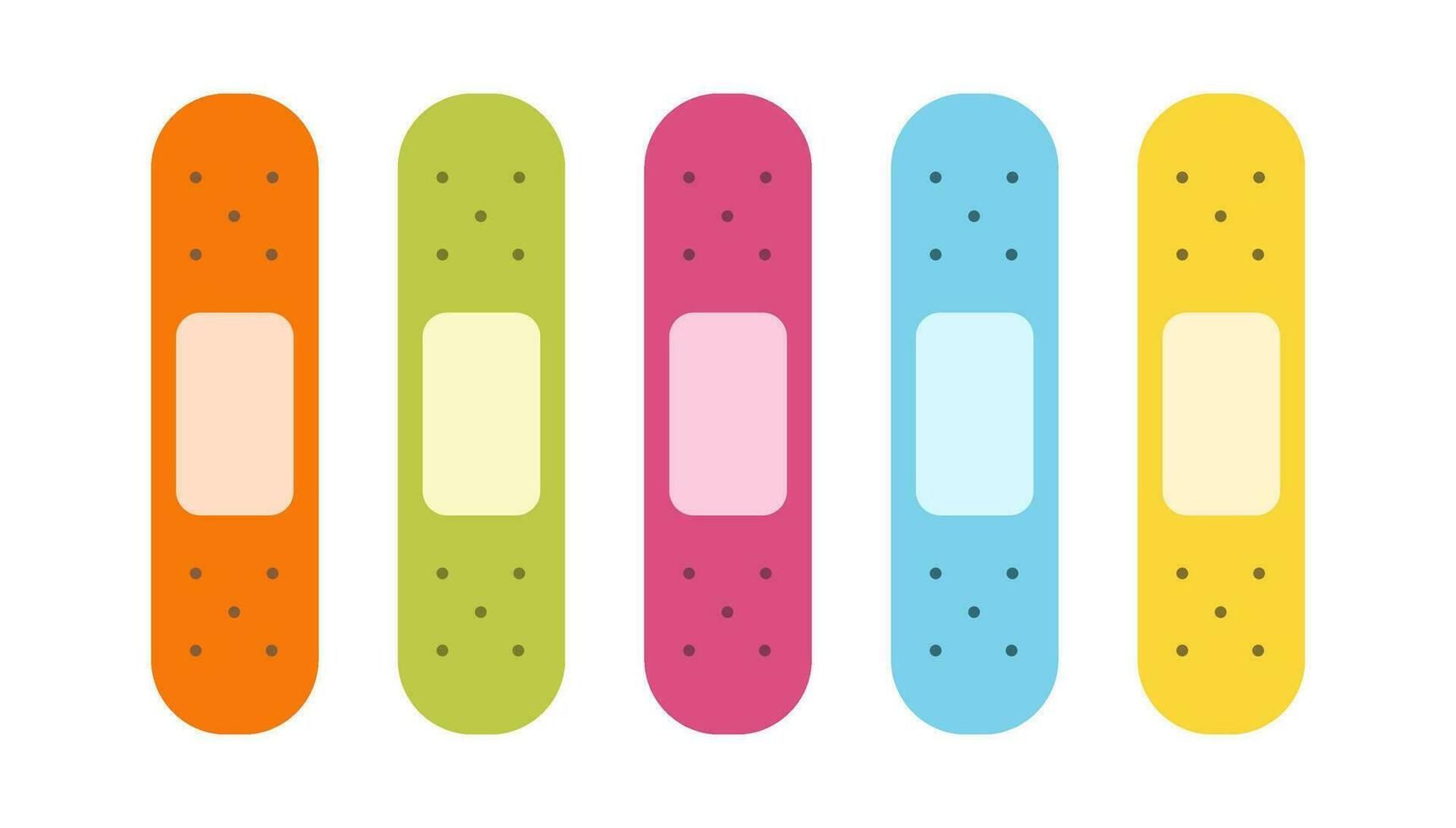 Flat cute set of band aids illustrations with hearts. vector