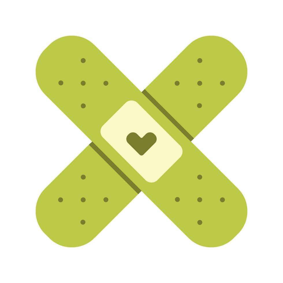 Flat cute illustration of band aid with a heart in doodle style. vector