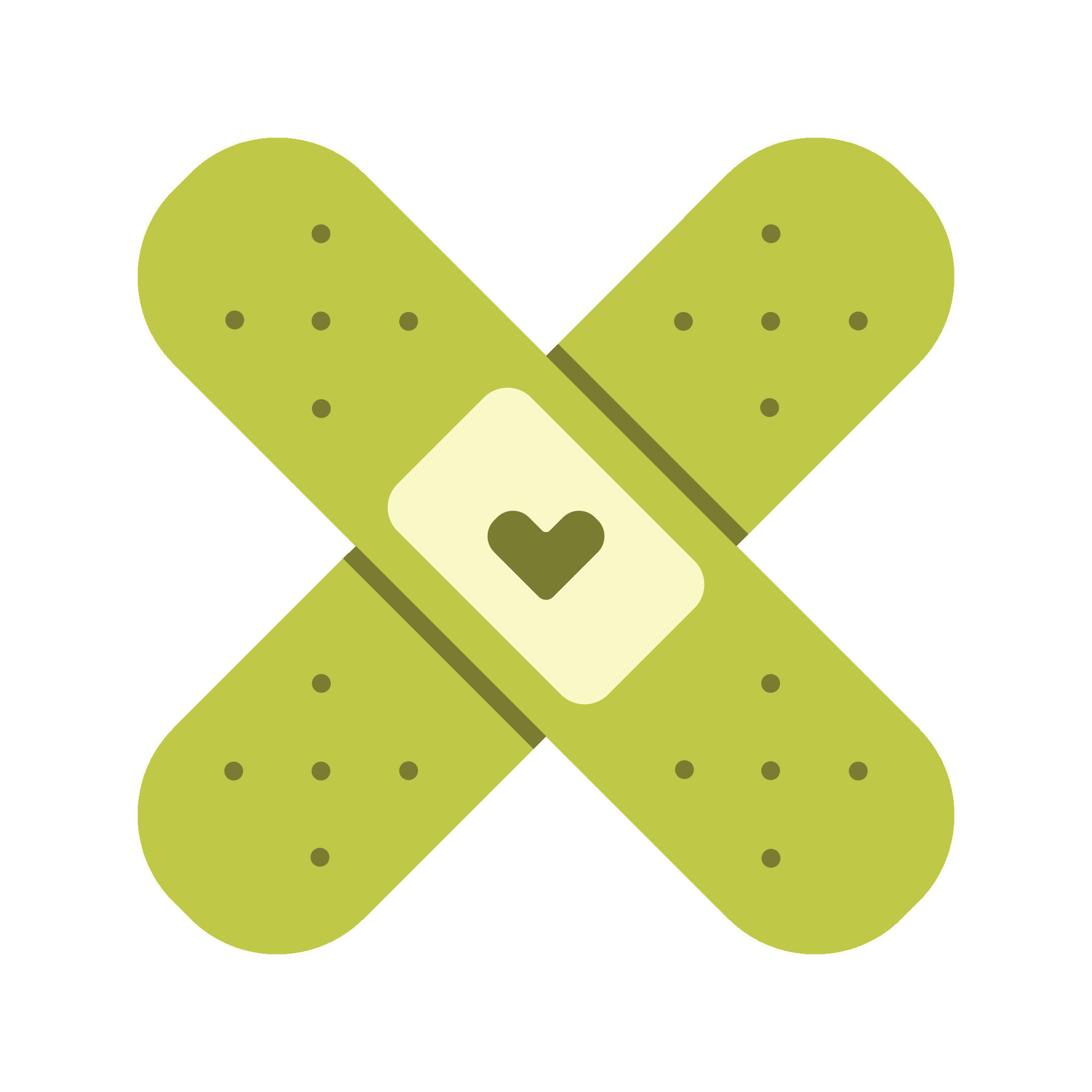 Flat cute illustration of band aid with a heart in doodle style