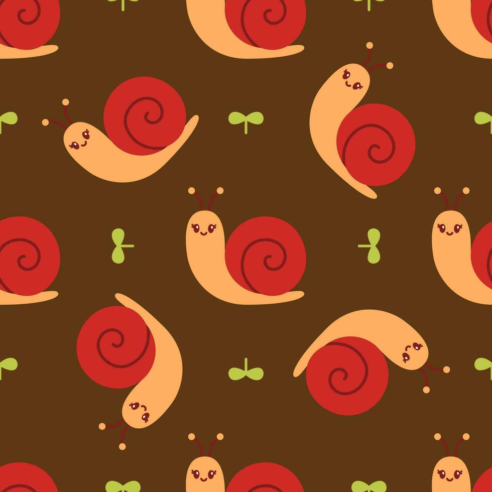 Cute snail seamless pattern vector illustration