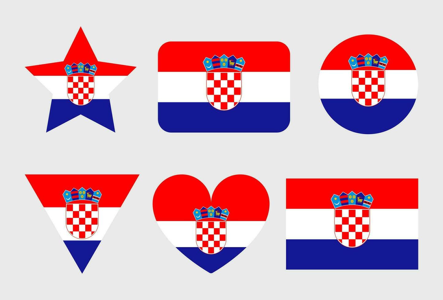 Croatia flag vector icons set of illustrations
