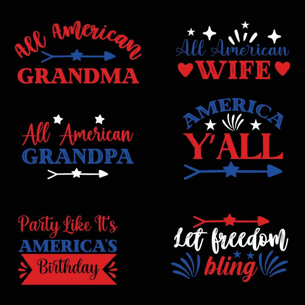 4th of july t shirt bundle vector