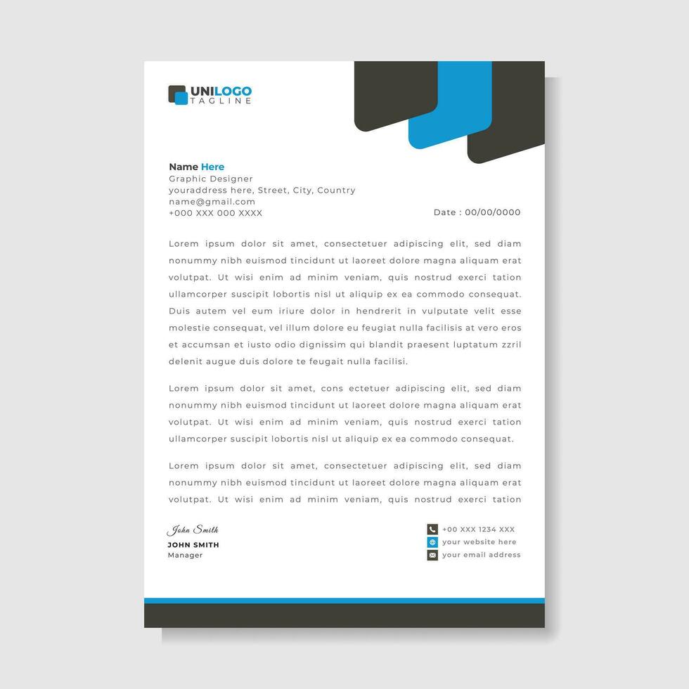 Corporate modern letterhead design template. creative modern letterhead design template for your project. Business letterhead design. vector