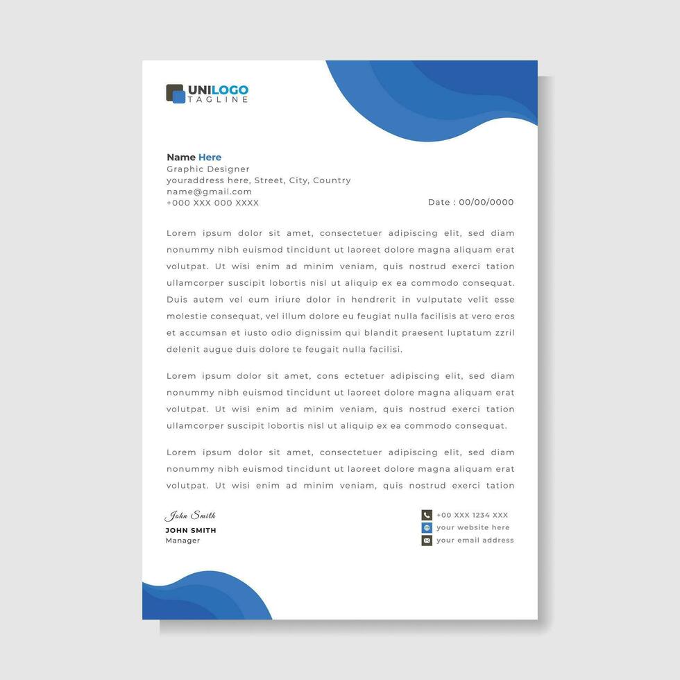 Corporate modern letterhead design template. creative modern letterhead design template for your project. Business letterhead design. vector