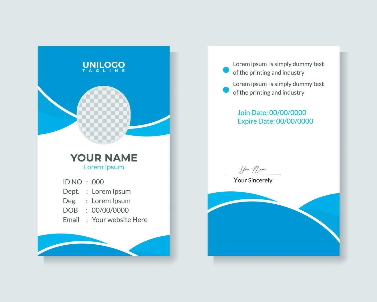 Professional ID Card Template Employee Id card Office Id card for your company. vector