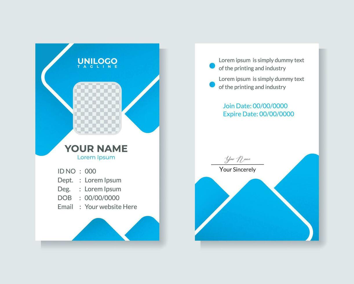 Professional ID Card Template Employee Id card Office Id card for your company. vector