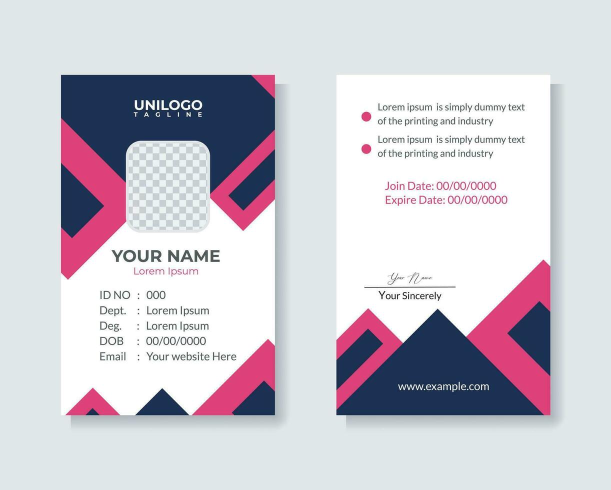 Professional ID Card Template Employee Id card Office Id card for your company. vector