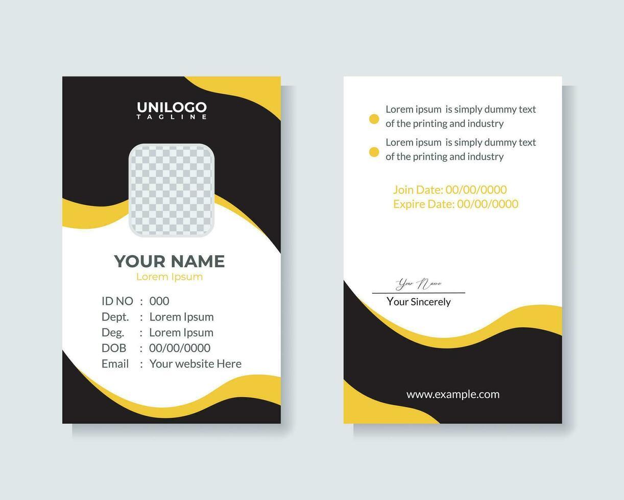 Professional ID Card Template Employee Id card Office Id card for your company. vector