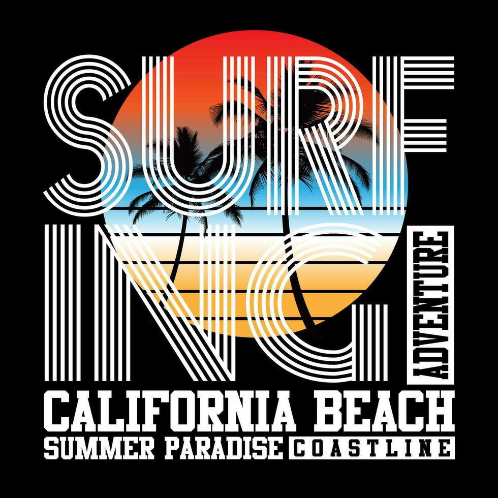 surfing california vector illustration design