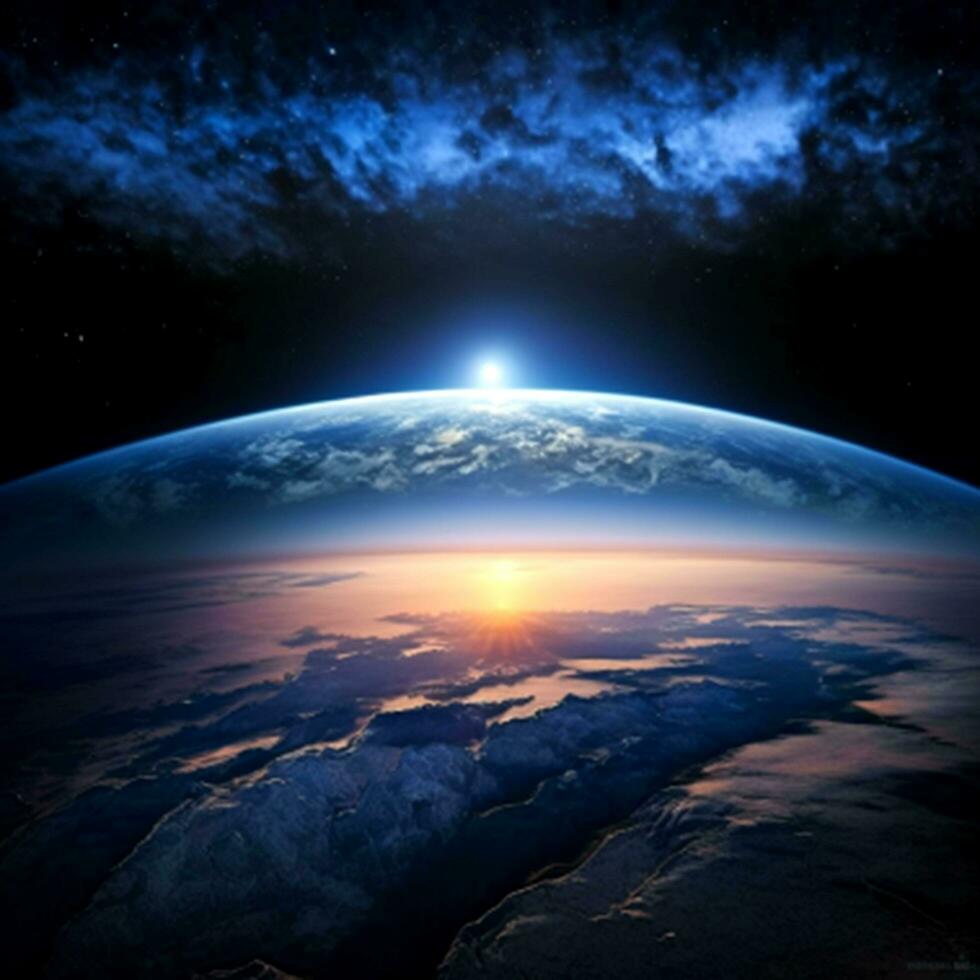 azul amanecer, ver de tierra desde espacio foto