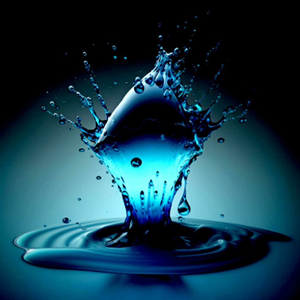 Splash , Fresh Drop In Water blue transparant light, photo