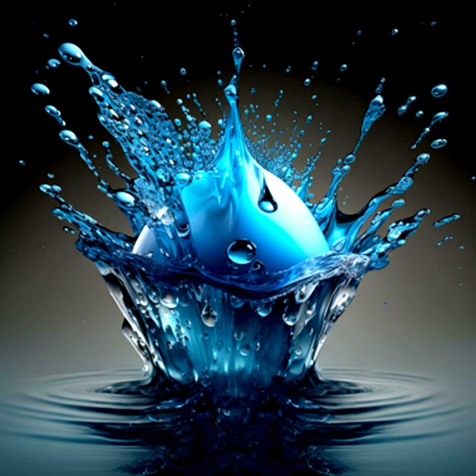 Splash , Fresh Drop In Water blue transparant light, photo