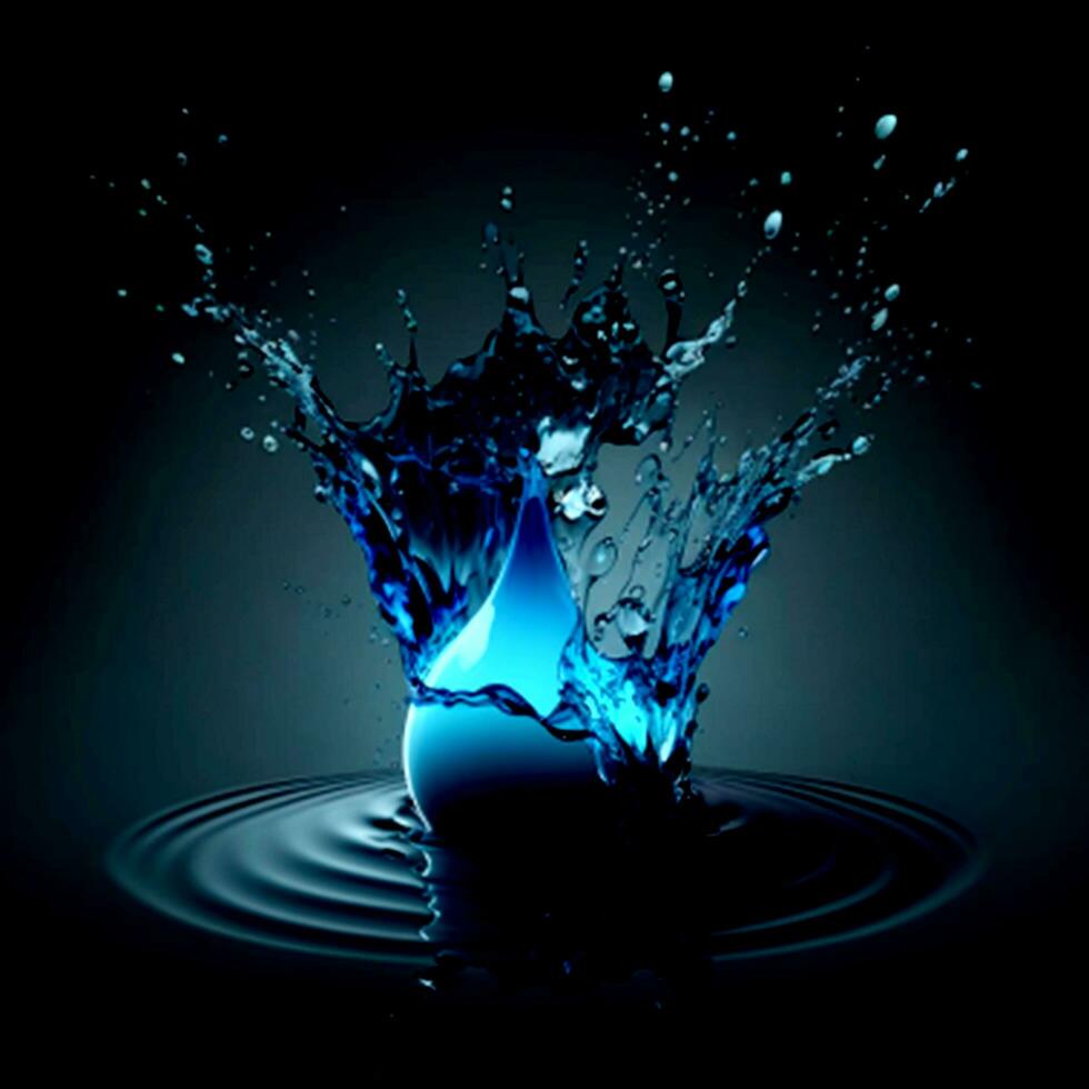 Splash , Fresh Drop In Water blue transparant light, photo