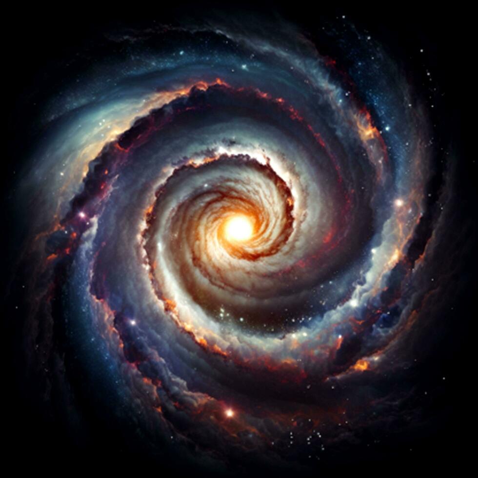 A view from space to a spiral galaxy and stars realistic photo
