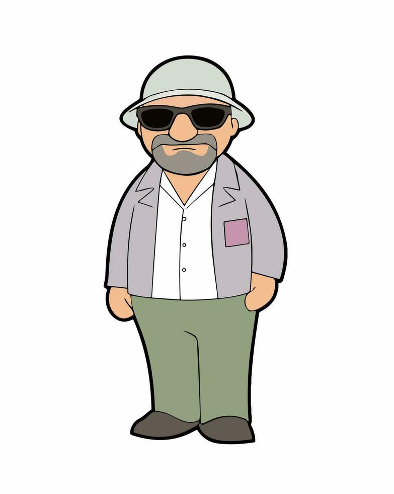 elderly man with hat and glasses vector