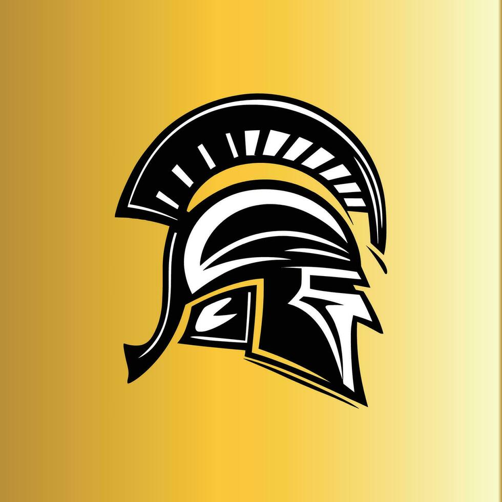 knight helmet on gold background vector illustration