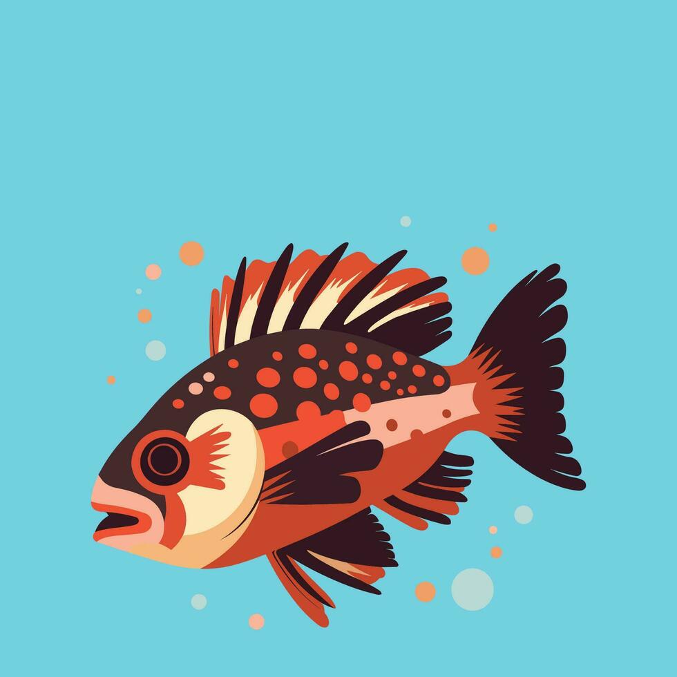 grouper fish vector illustration on blue background 25948888 Vector Art