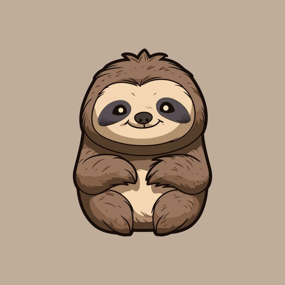 Cute baby sloth sitting, hand drawn vector