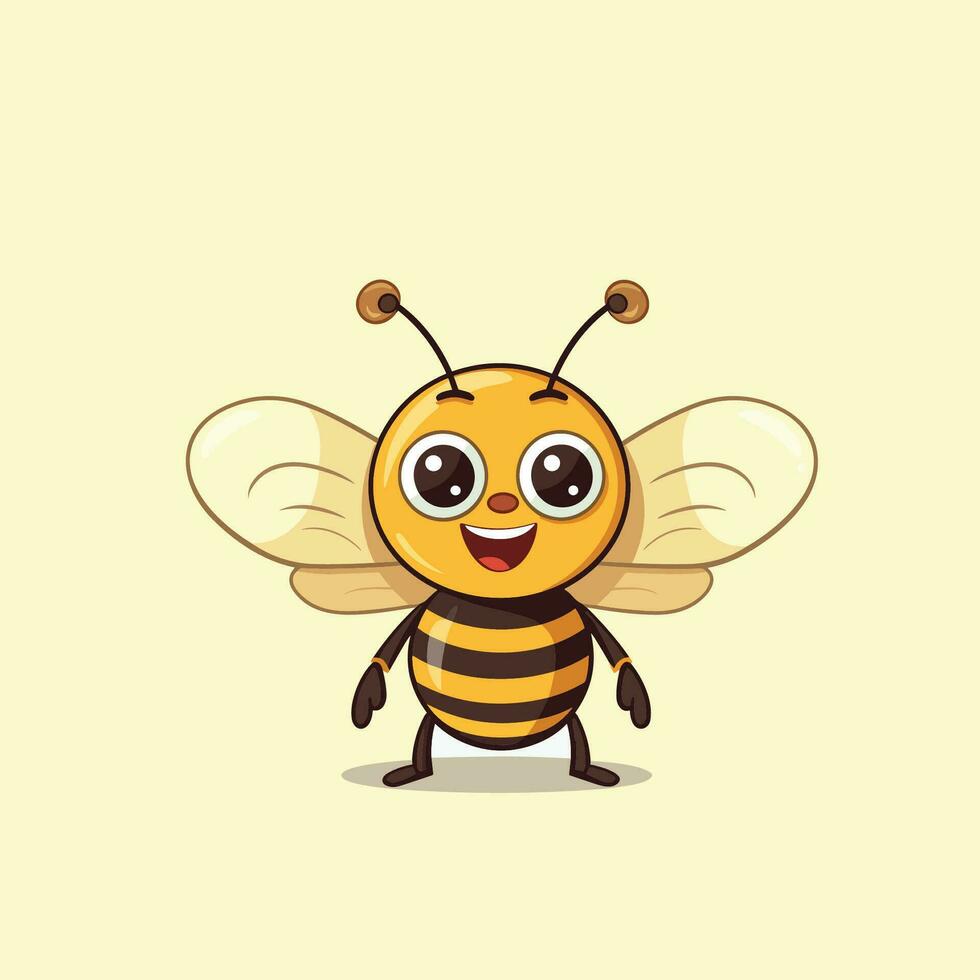 Happy Bee standing cartoon character vector illustration