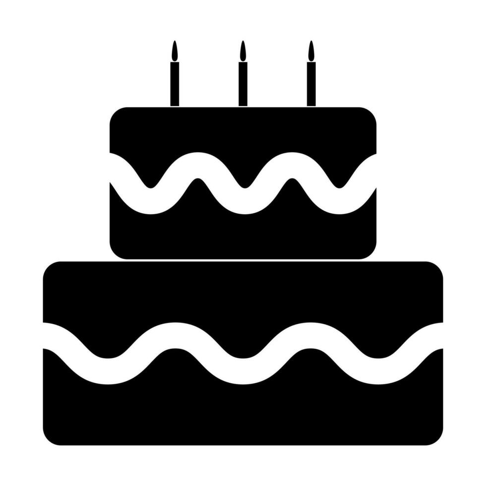 Birthday cake vector icon birthday celebration with three candles for graphic design, logo, website, social media, mobile app, ui illustration