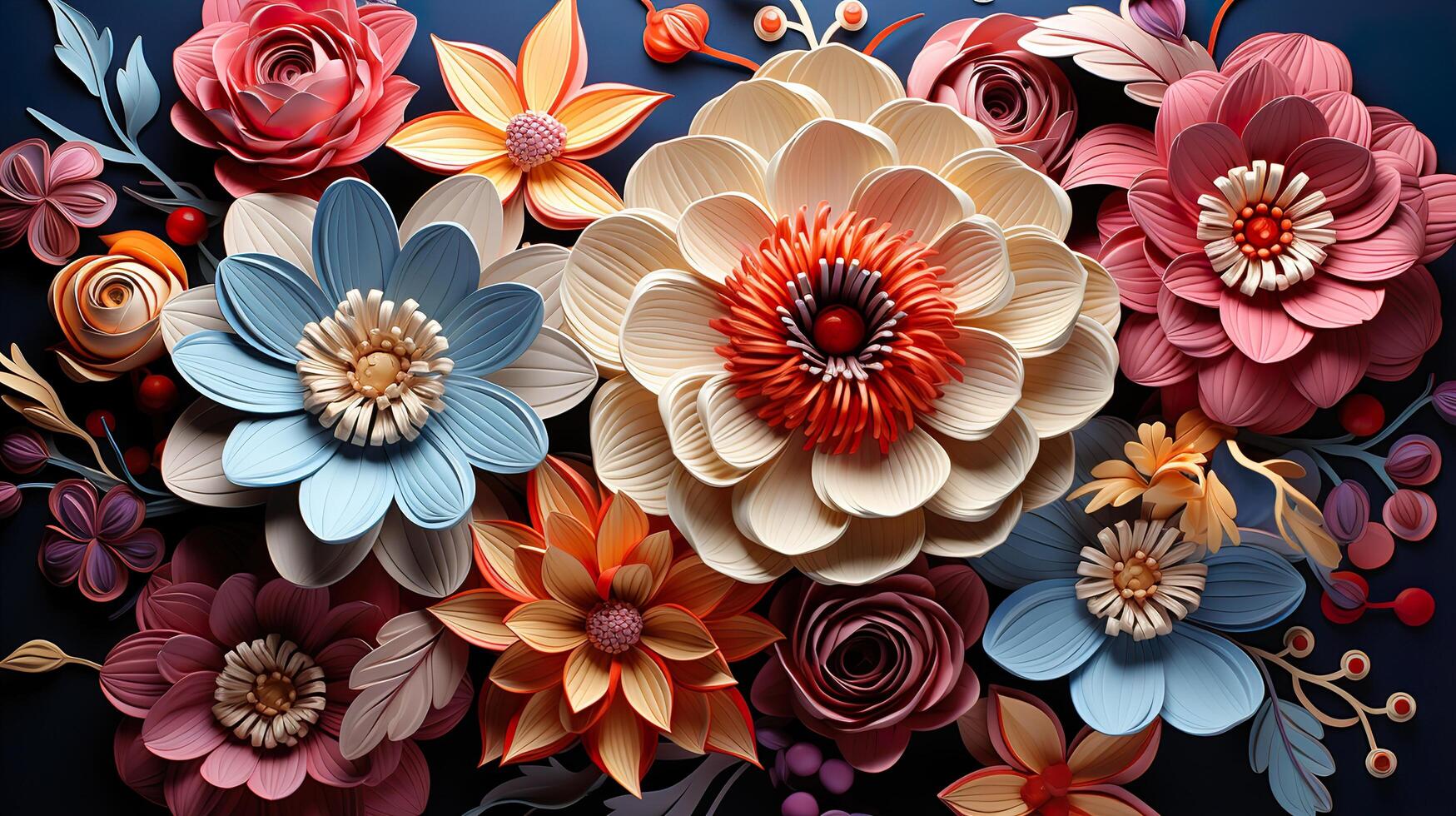 3d Colorful Royale Flower Design photo