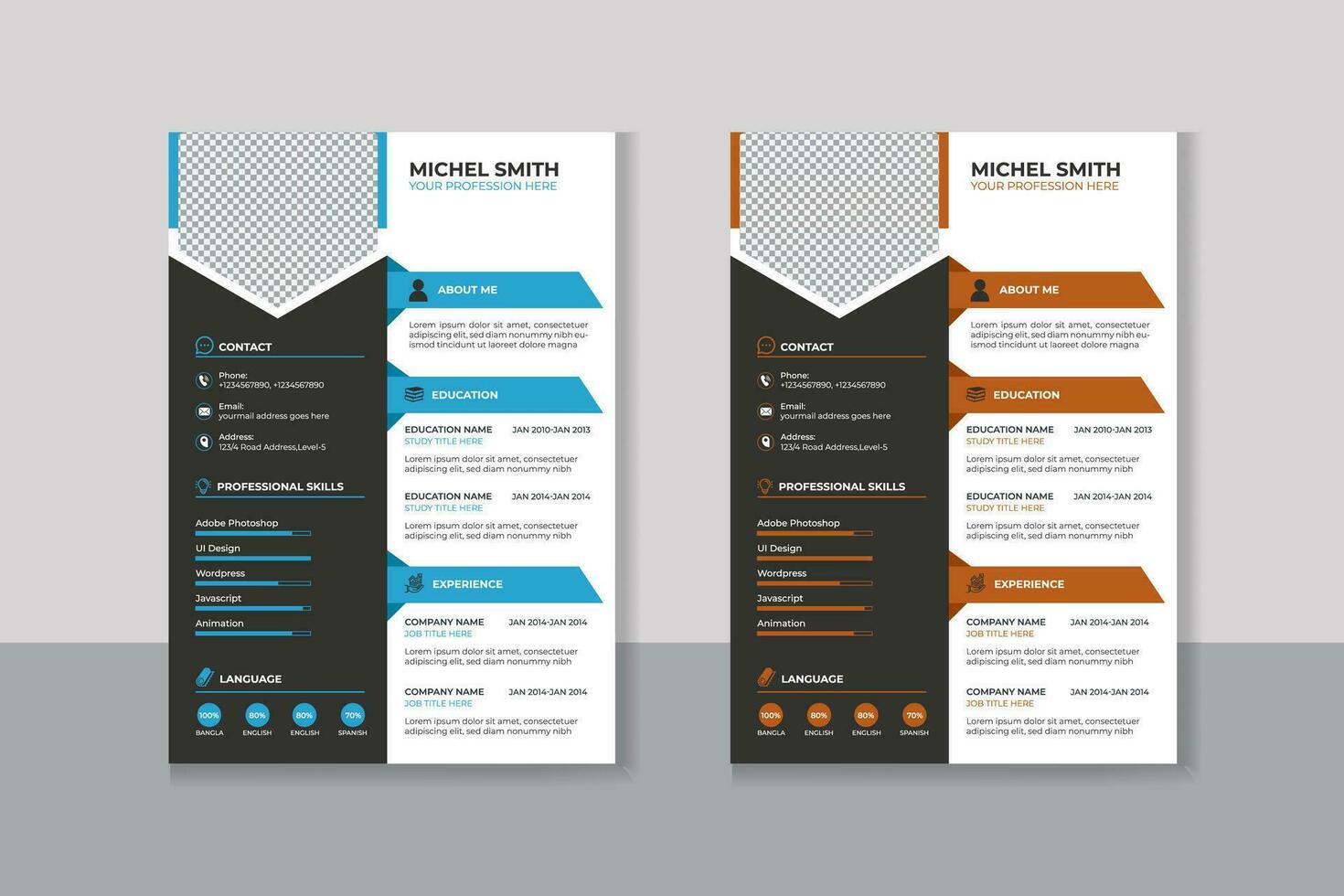 Minimalist resume cv template with nice typography vector