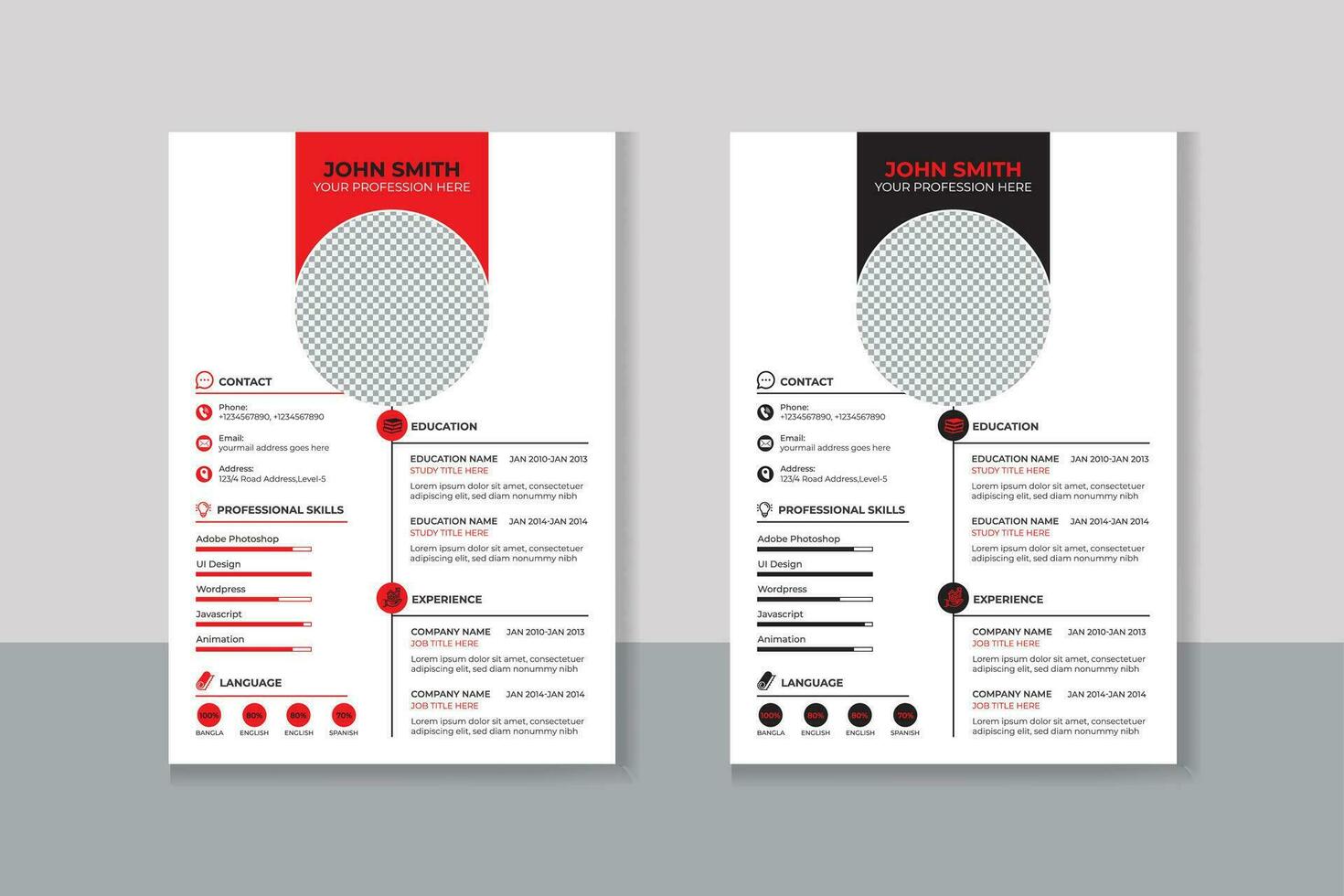 Minimalist resume cv template with nice typography vector