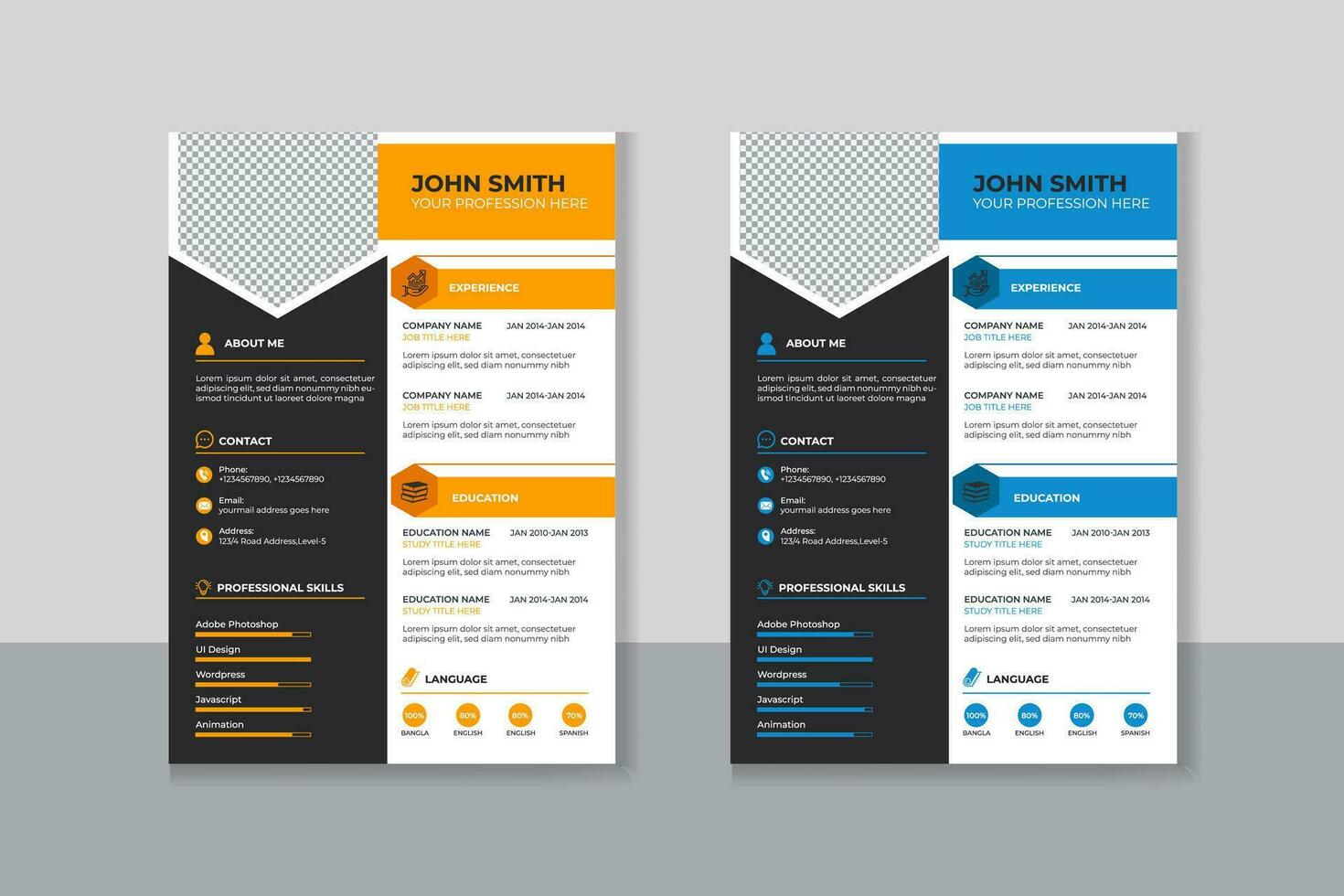 Minimalist resume cv template with nice typography vector