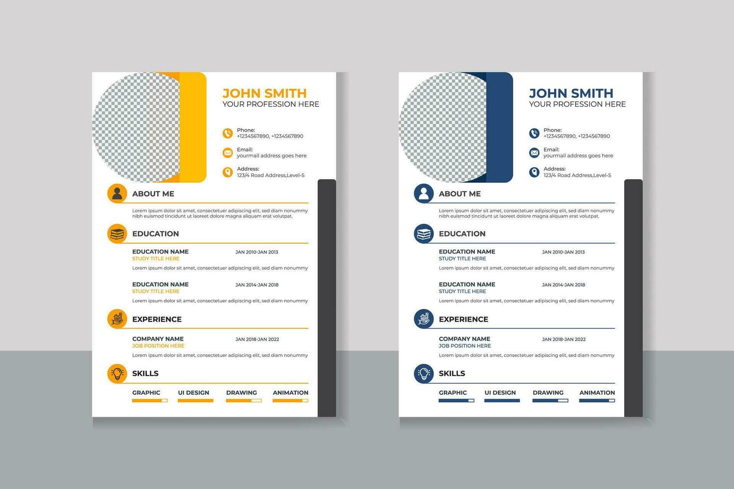 Minimalist resume cv template with nice typography vector