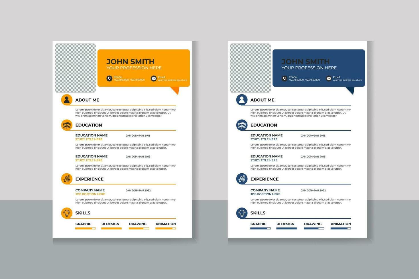 Minimalist resume cv template with nice typography vector