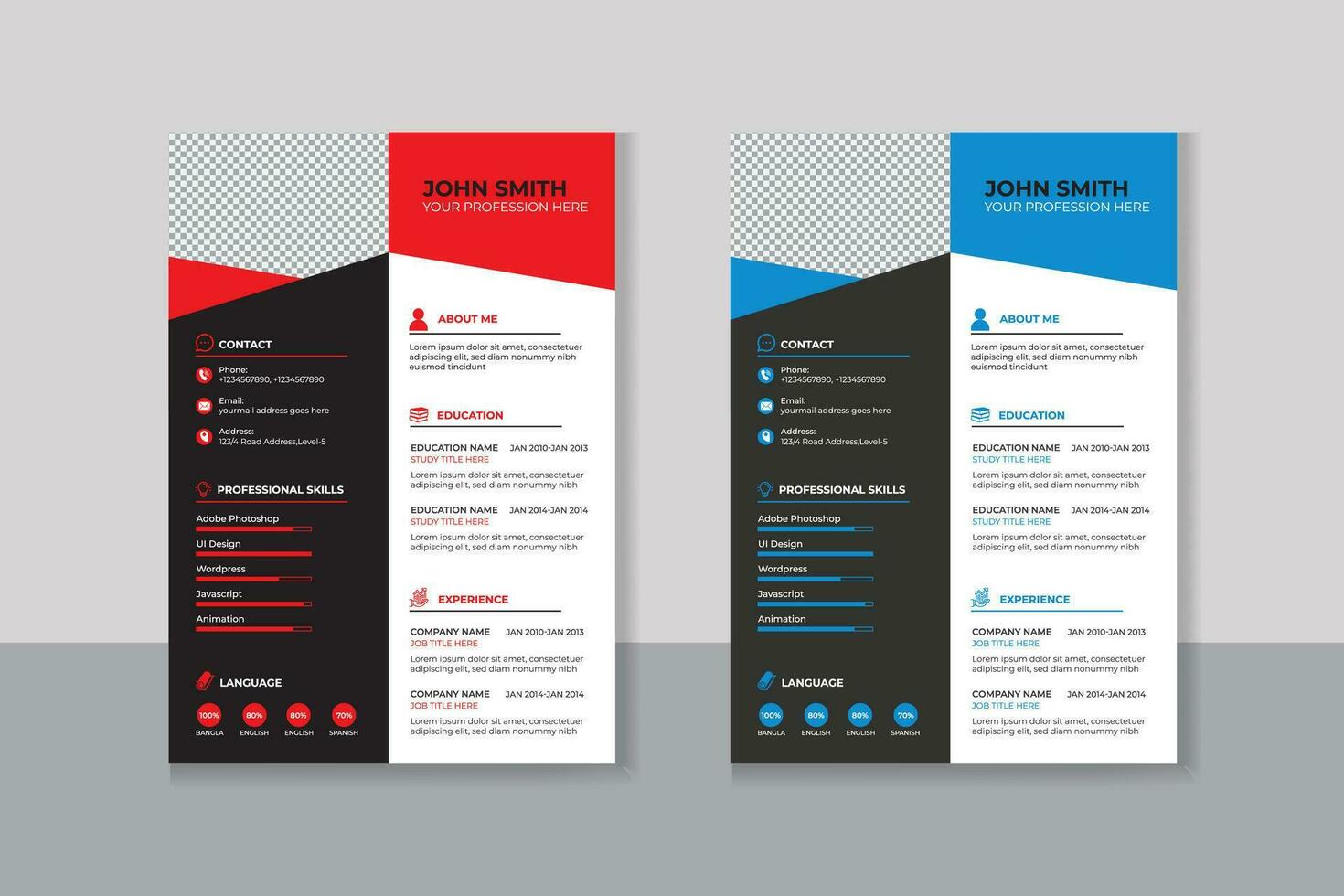 Minimalist resume cv template with nice typography vector