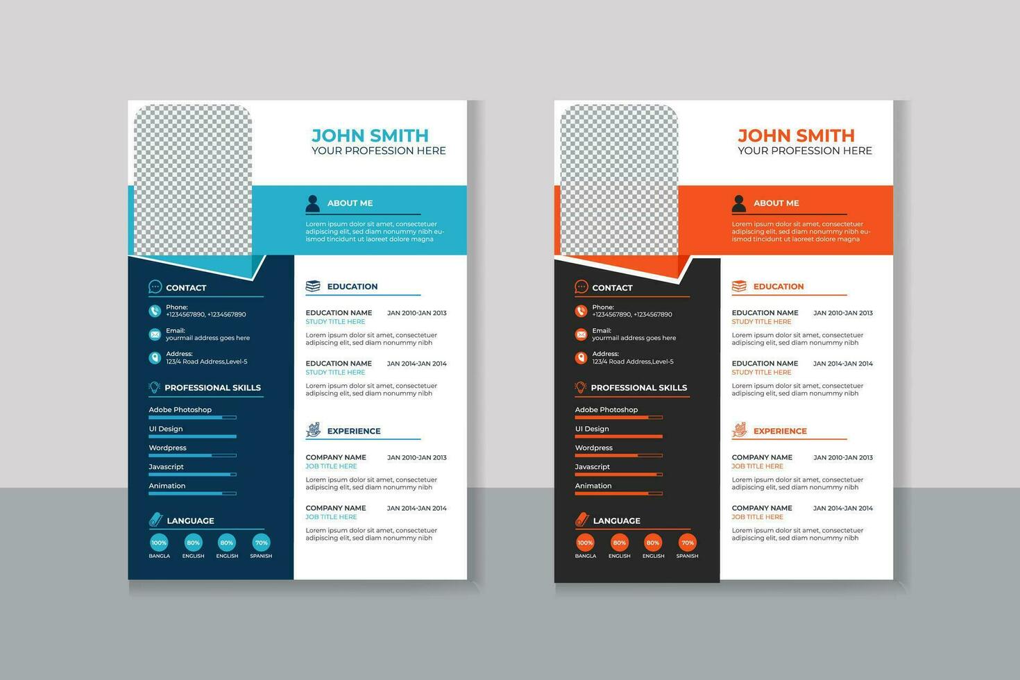 Minimalist resume cv template with nice typography vector