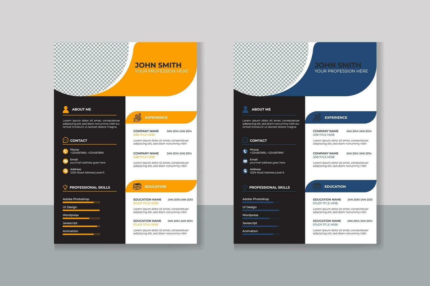 Minimalist resume cv template with nice typography vector