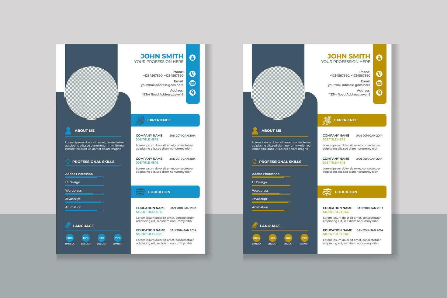 Minimalist resume cv template with nice typography vector