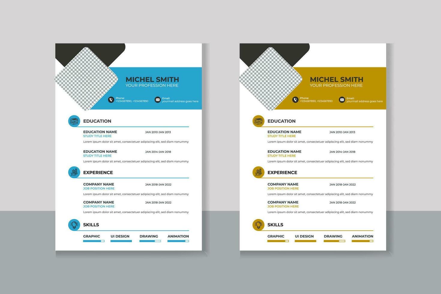 Minimalist resume cv template with nice typography vector