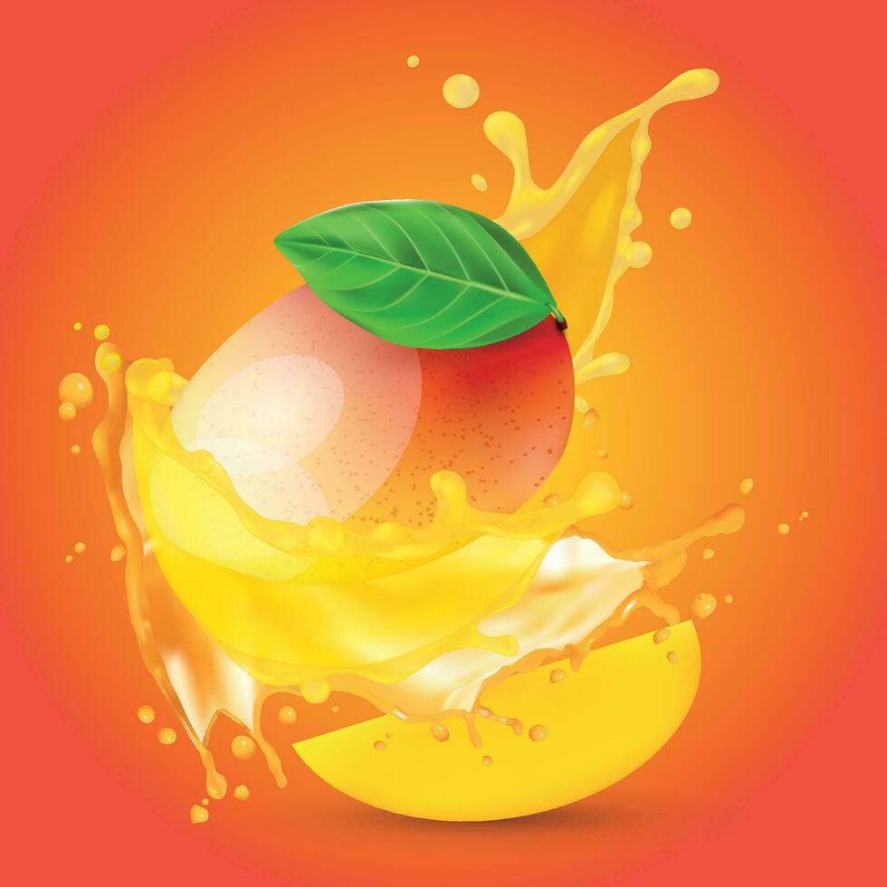 vector art Mango wth splash