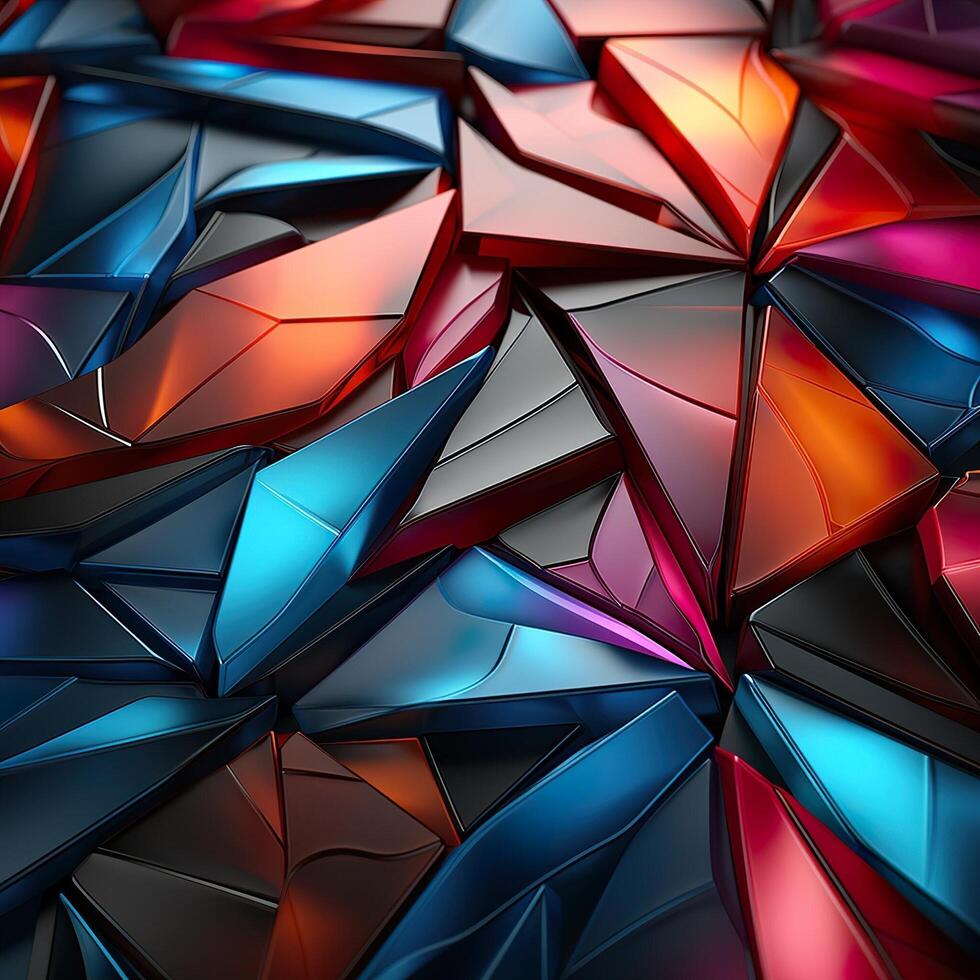 Colorful 3D Geometric Abstract Glossy Matte Multiple Shaped Elegant Background Wallpaper AI Generated photo