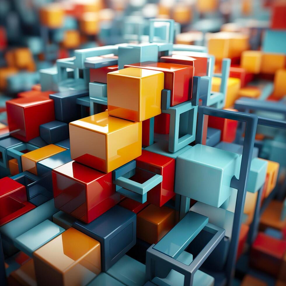 Colorful 3D Geometric Abstract Glossy Matte Multiple Shaped Elegant Background Wallpaper photo