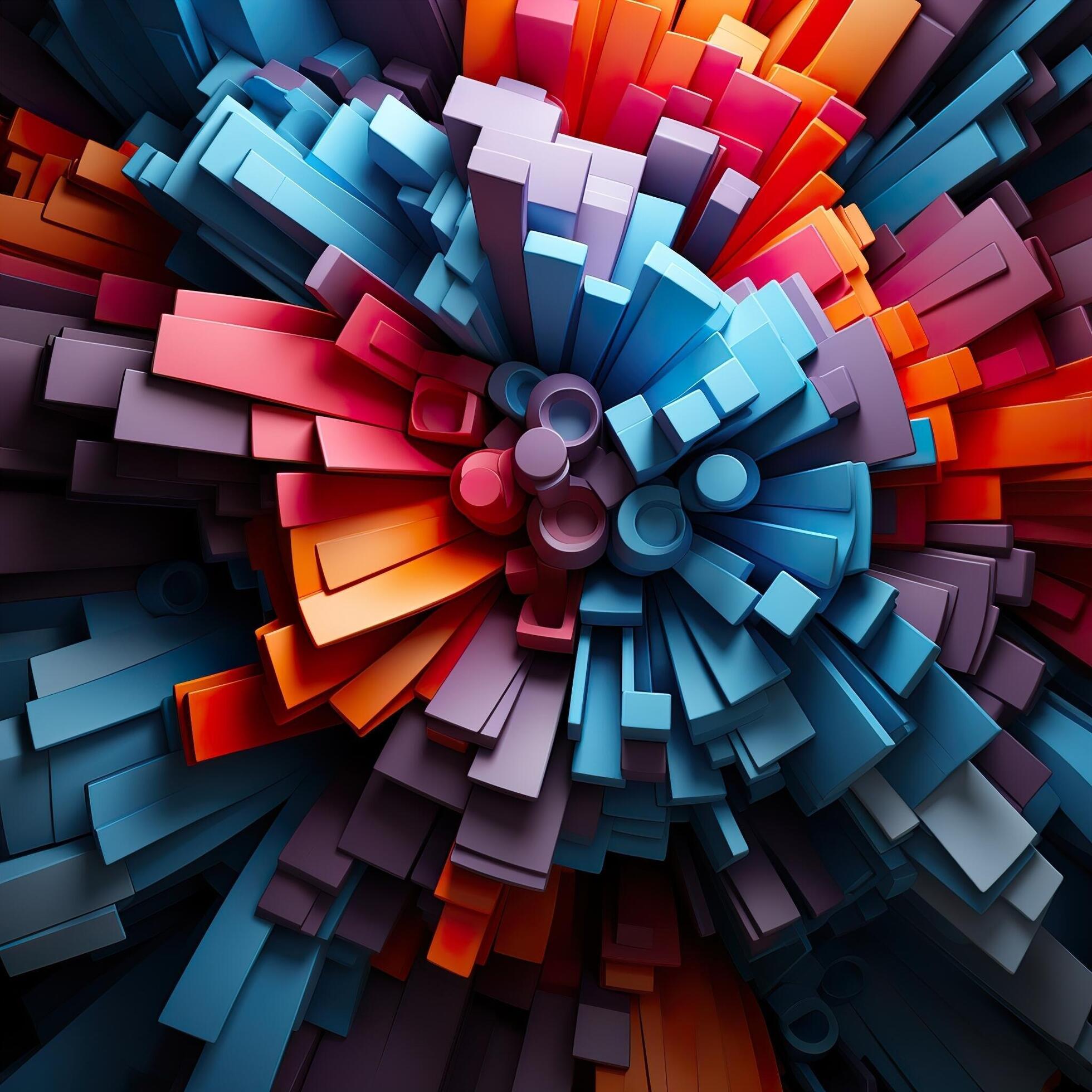 3d Rendered Colorful Glossy and Matte Ultra HD Geometric Background